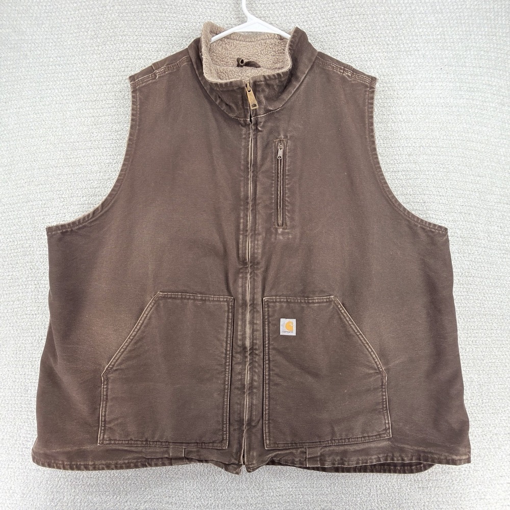 Carhartt WV001 DKB Duck Vest Womens 3X Brown Sherpa Lined Work Gorpcore
